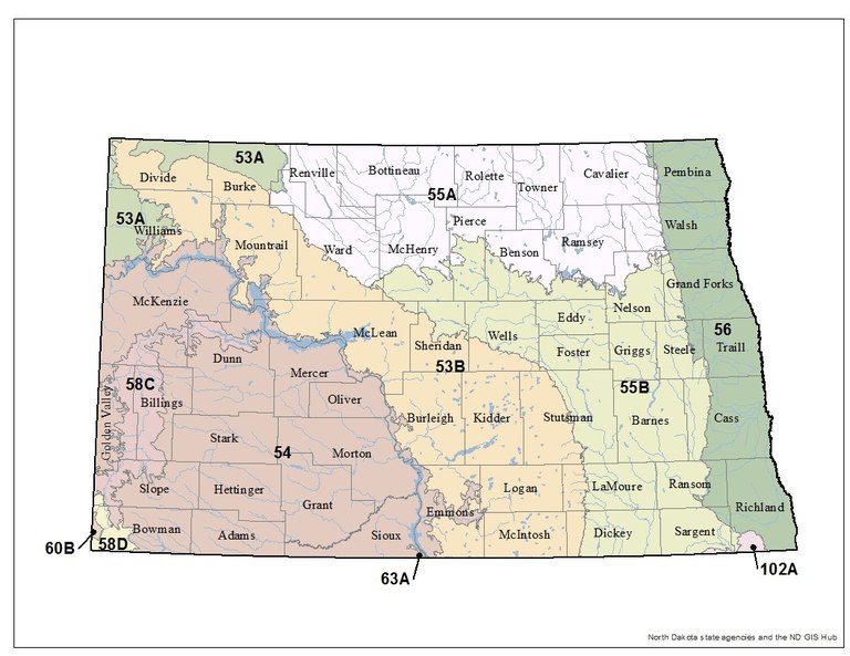 Figure 1. Major Land Resource Areas of North Dakota.