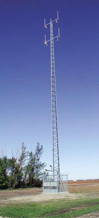 RTK (real-time kinetic) GPS base tower.