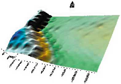 Elevation map of a 30-acre field near Beach, N.D. (