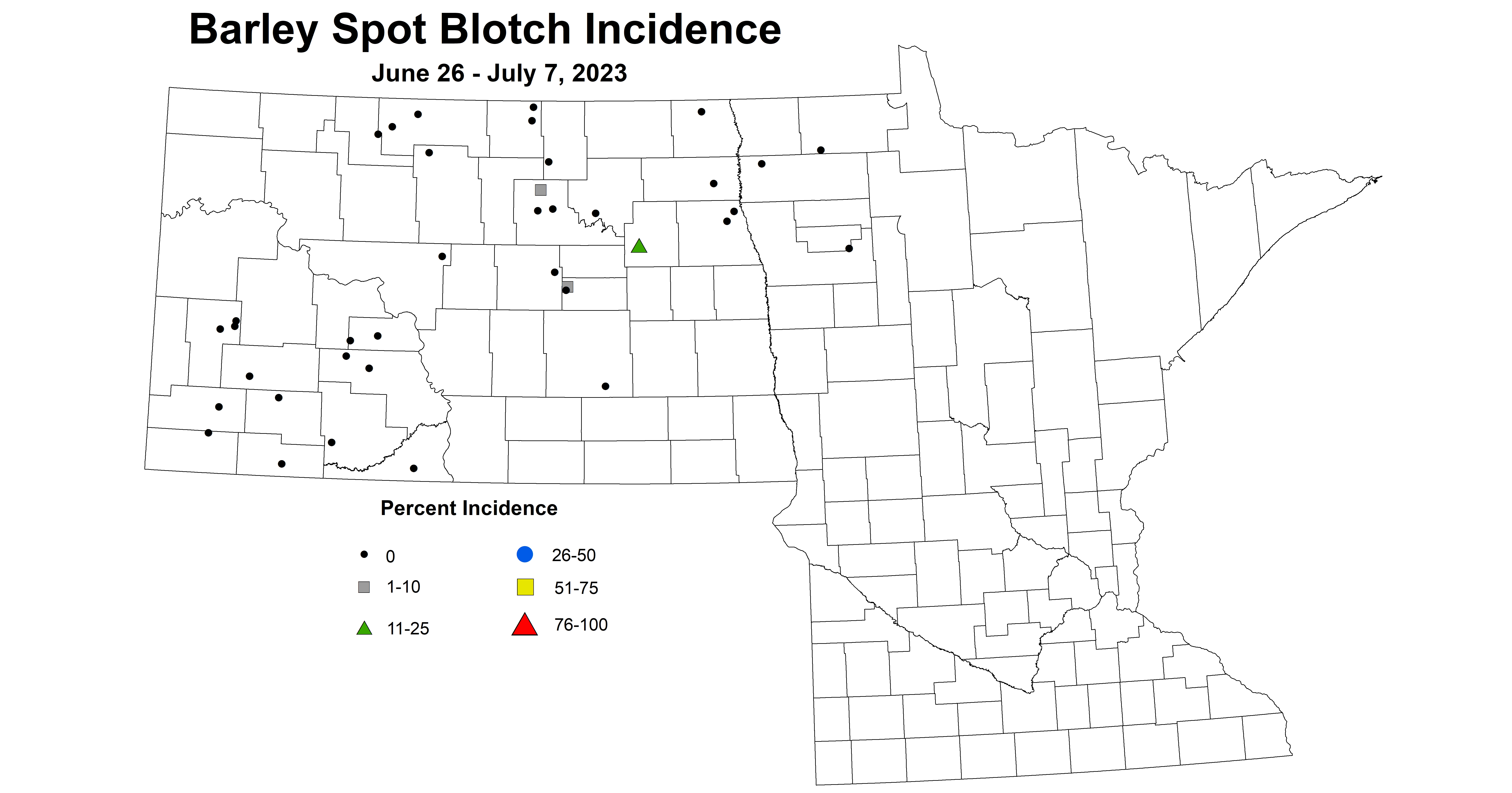 barley spot blotch incidence June 26 - July 7 2023