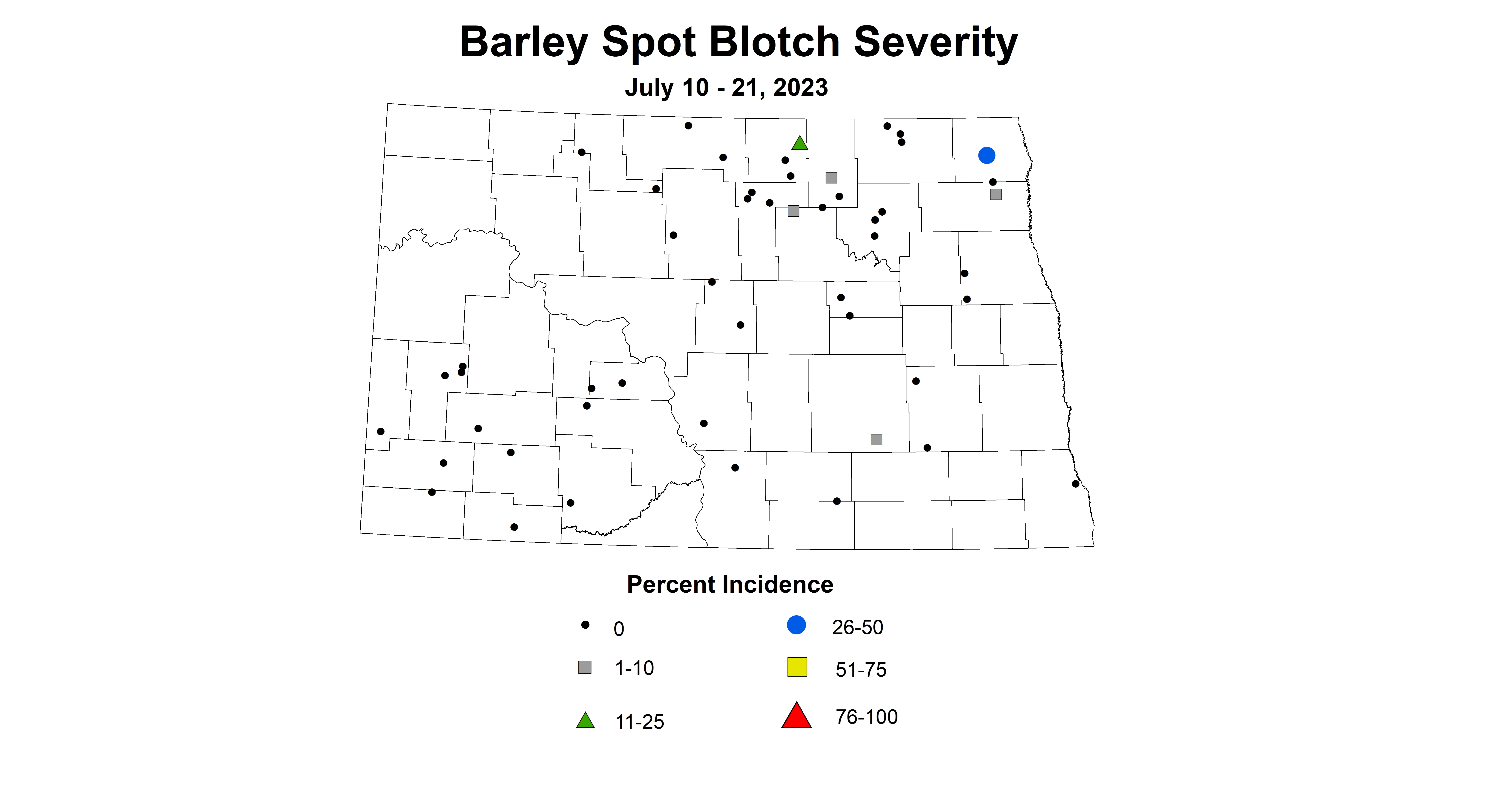 barley spot blotch severity July 10-21 2023