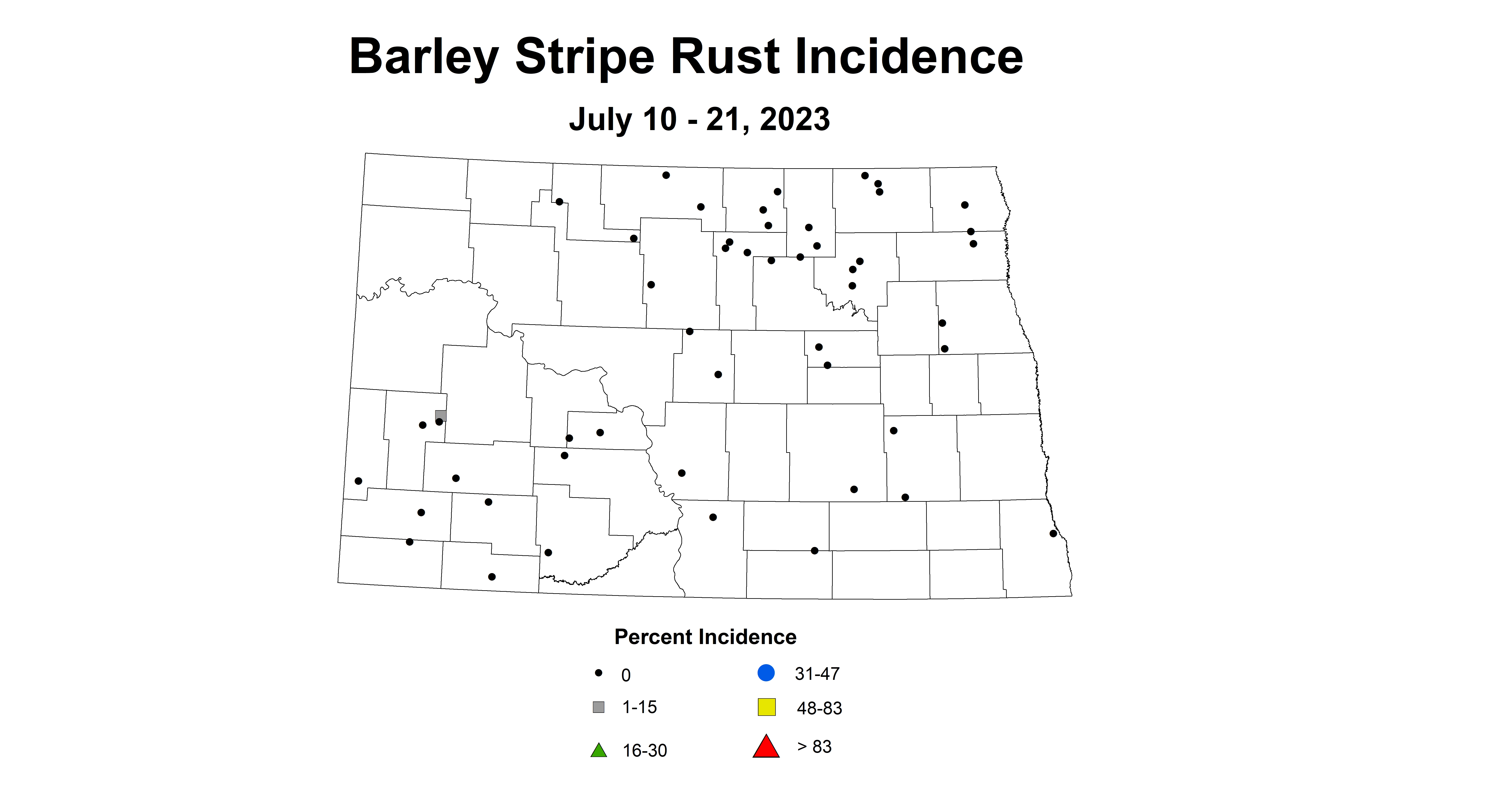 barley stripe rust incidence July 10-21 2023