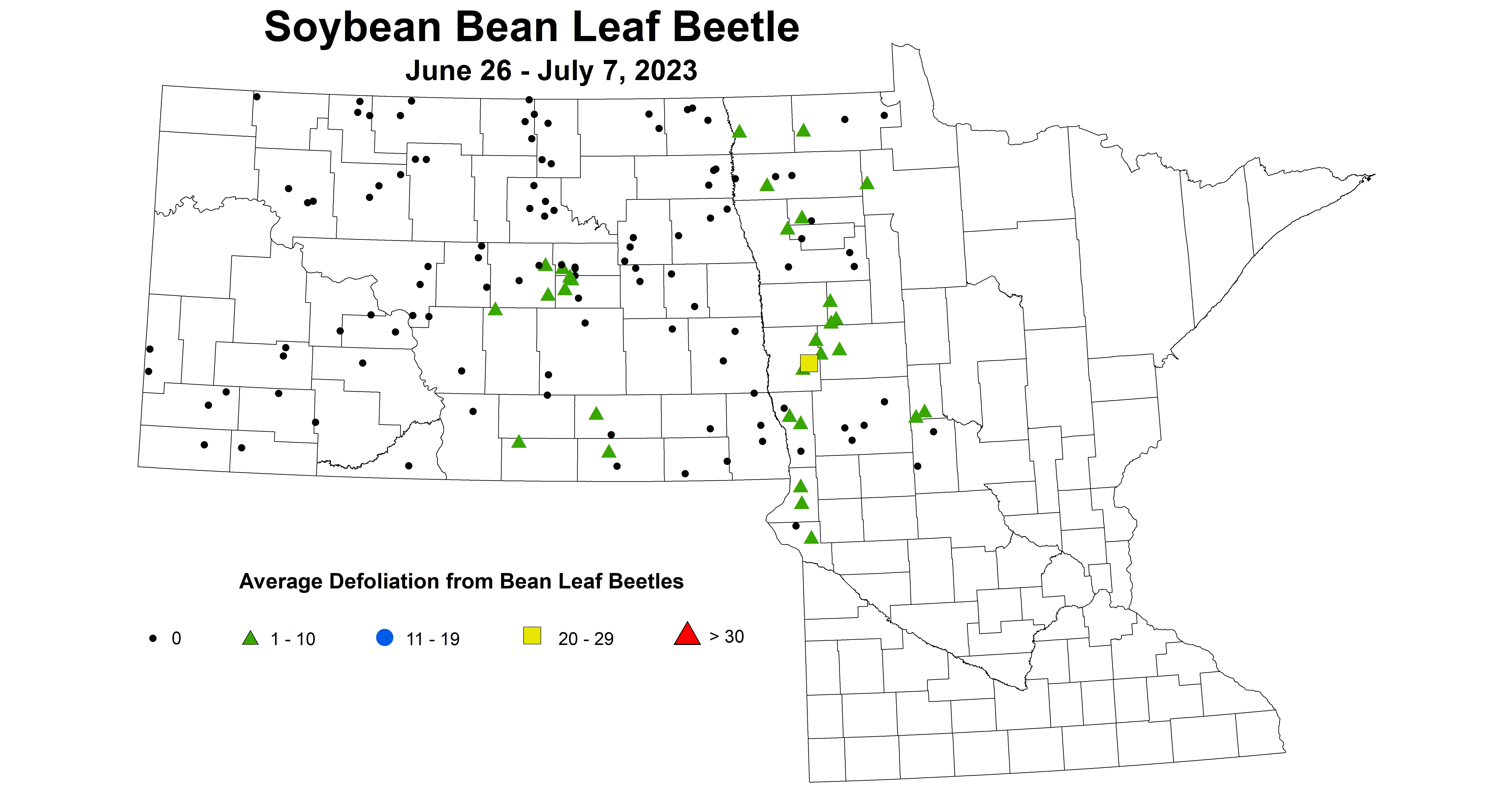 soybean BLB defoliation June 26 - July 7 2023