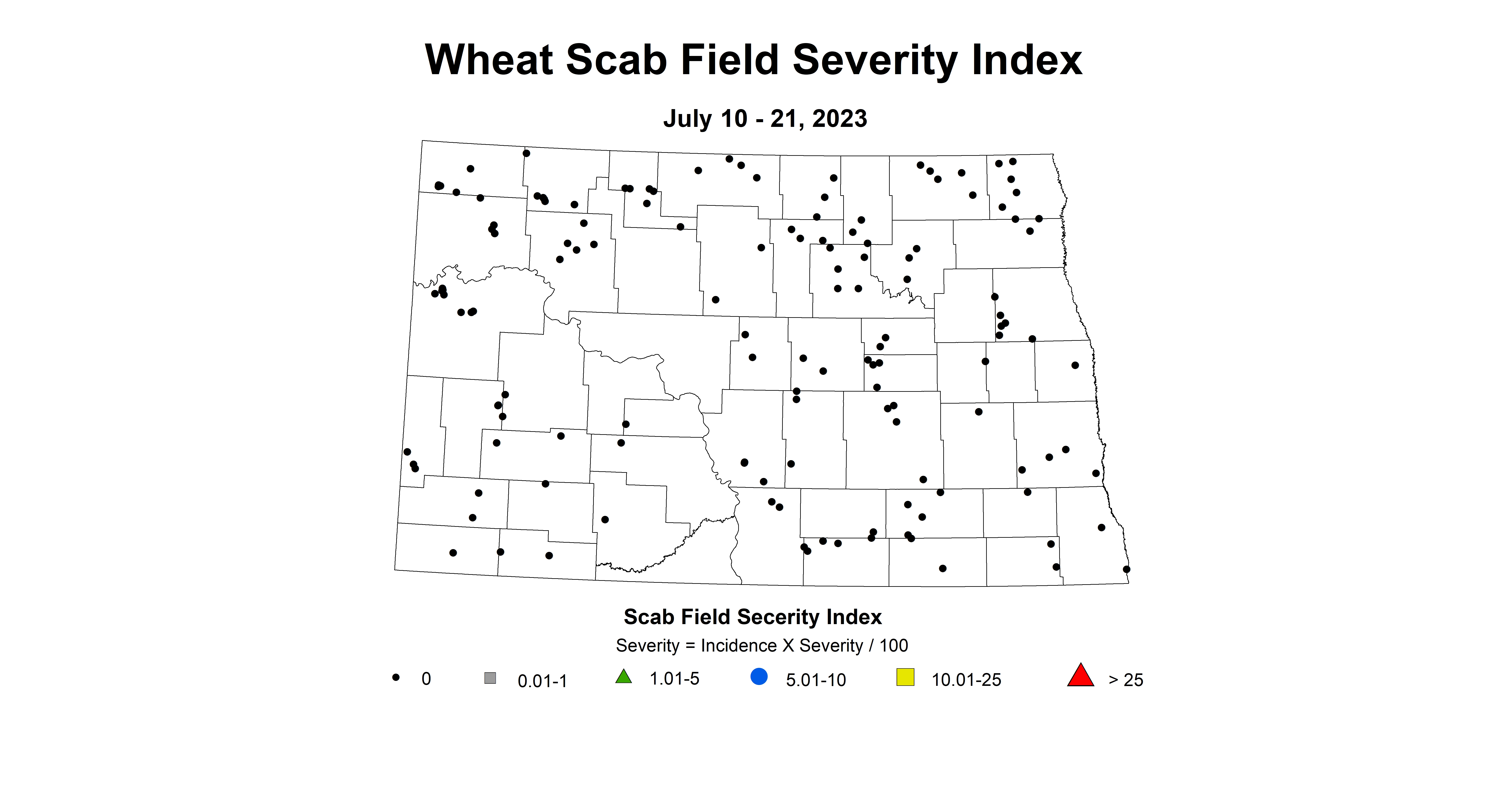 wheat scab field severity index July 10-21 2023
