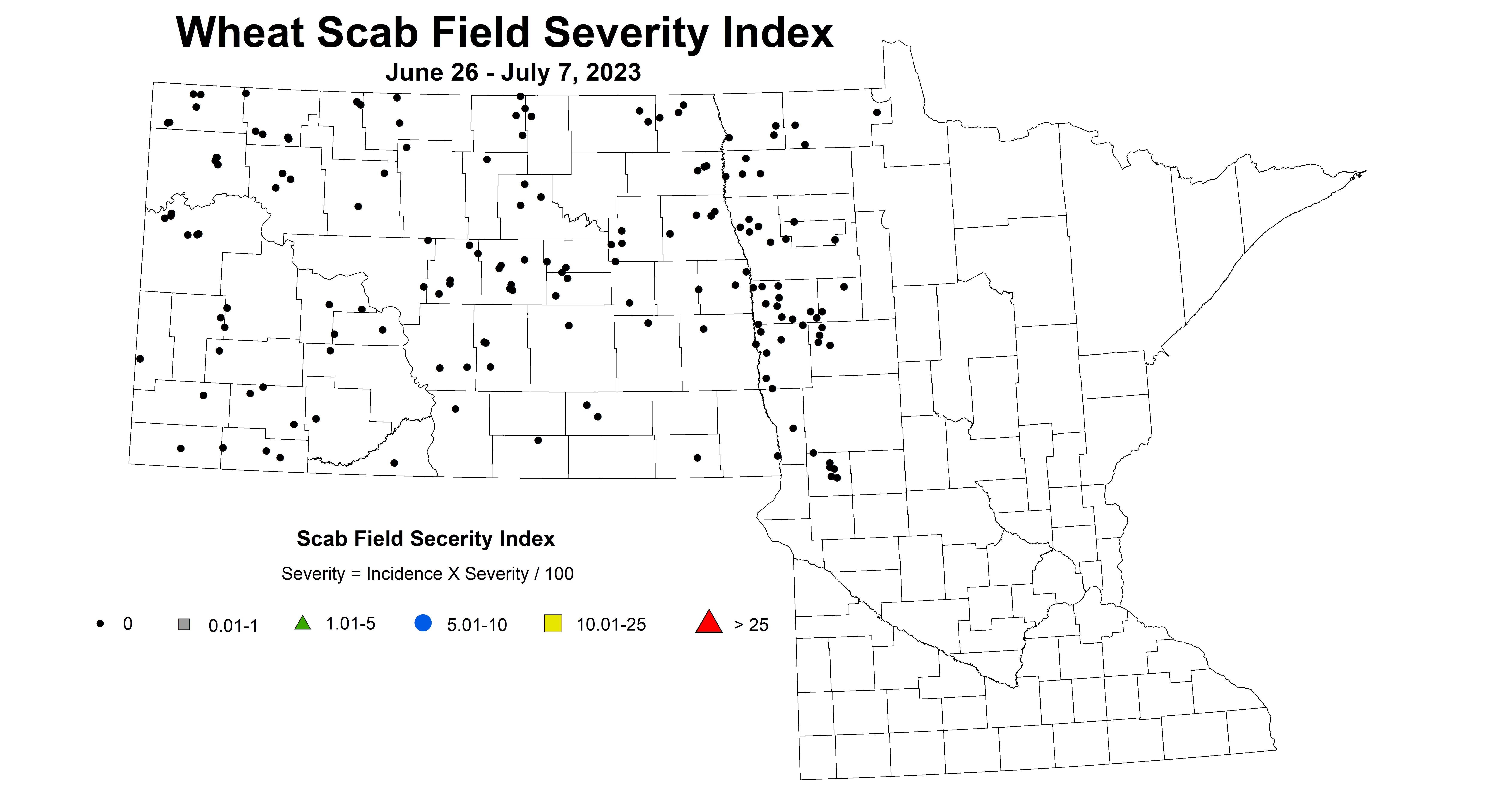 wheat scab field severity index June 26 - July 7 2023