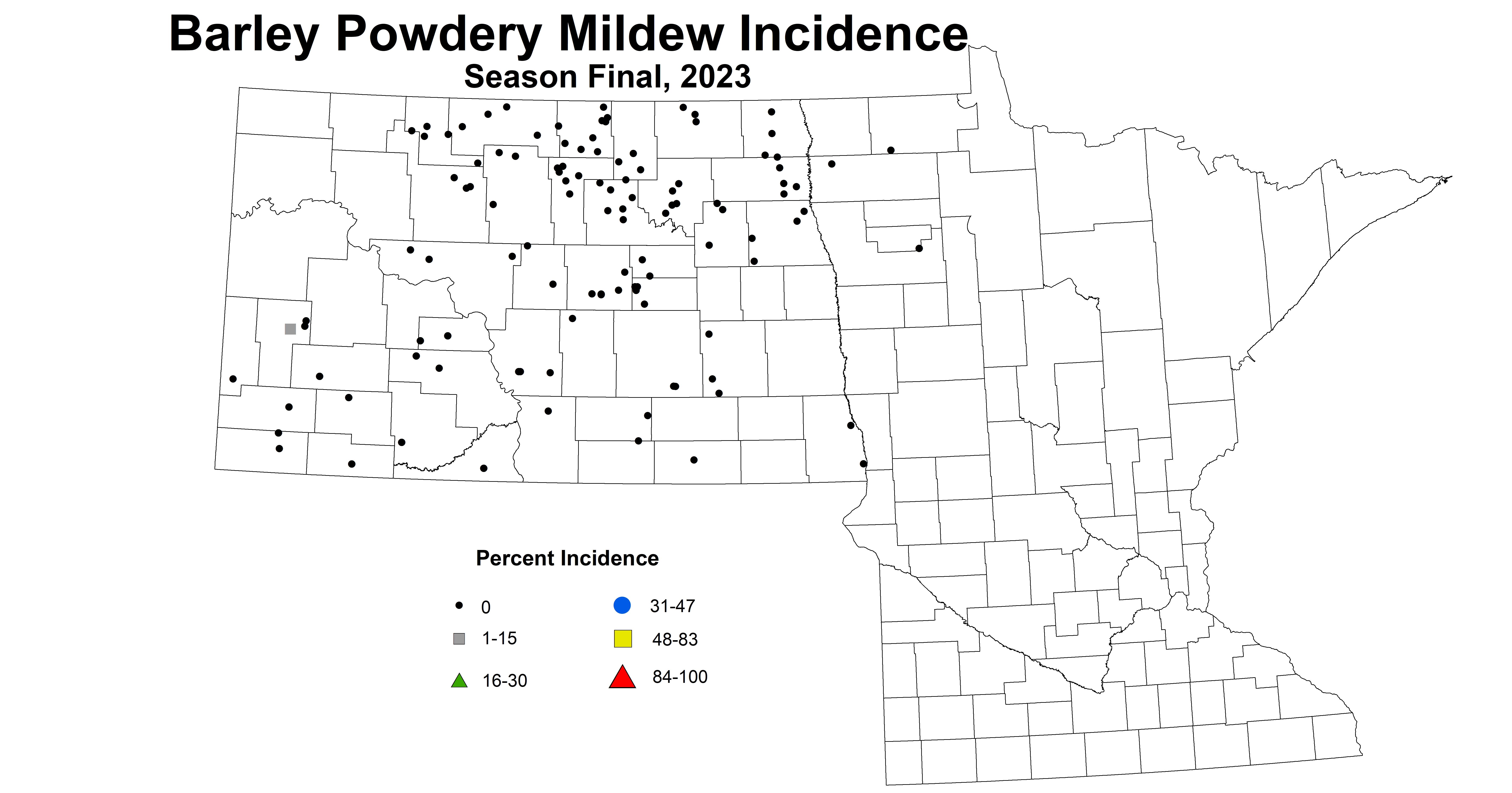 barley powdery mildew incidence season final 2023