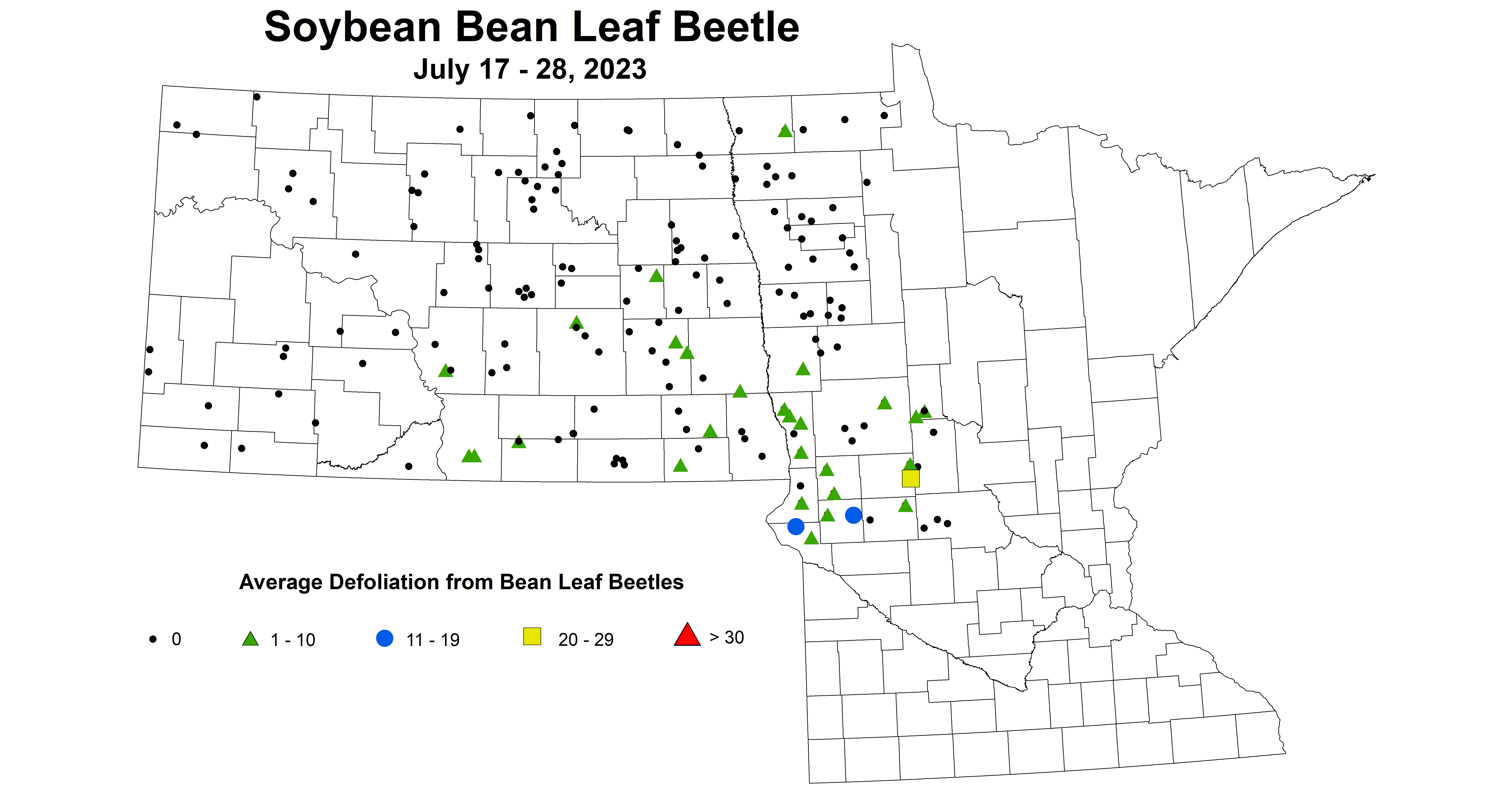 soybean BLB average defoliation July 17-28 2023