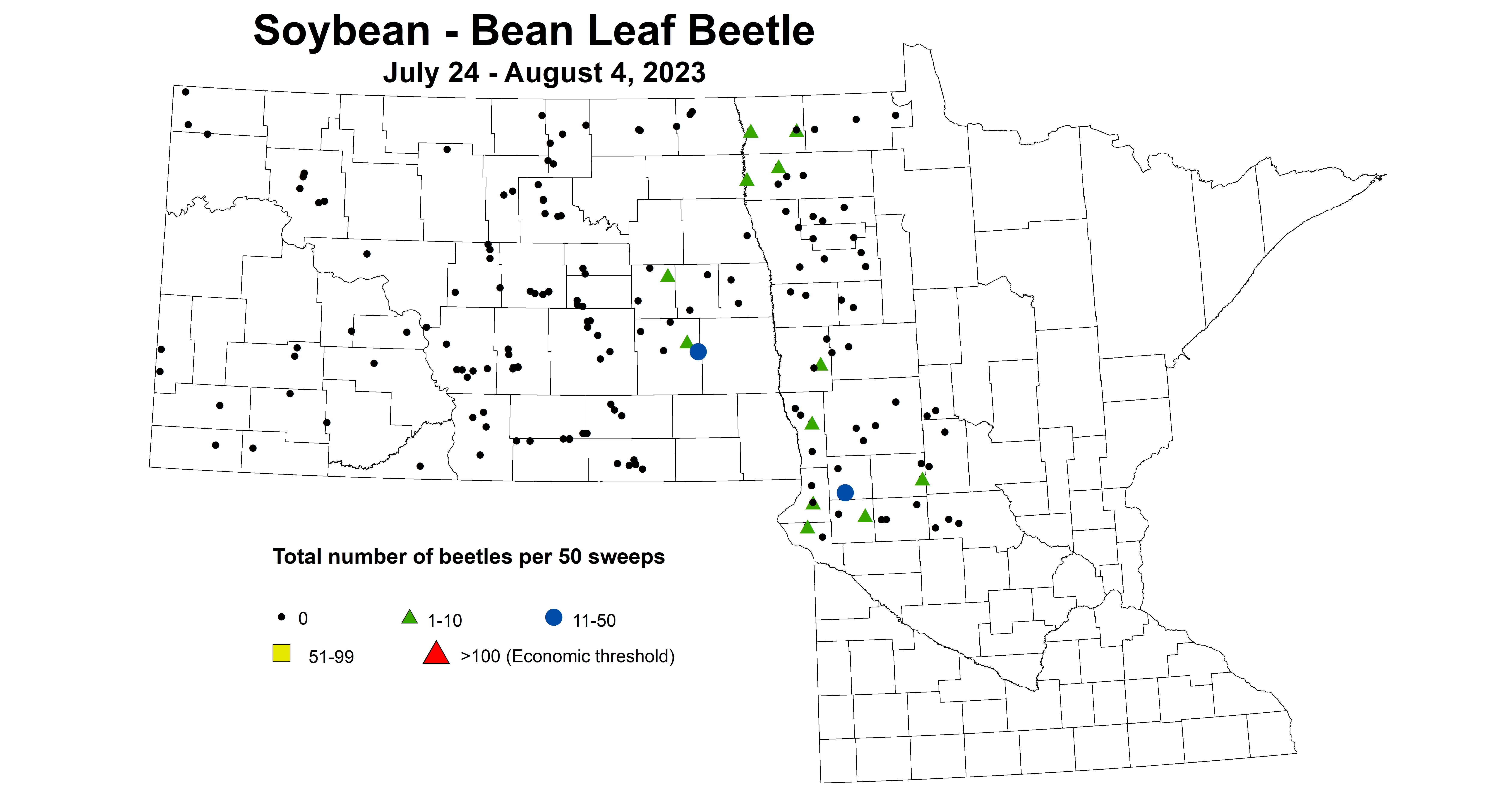 soybean BLB total number of beetles per 50 sweeps 7.24-8.4 2023