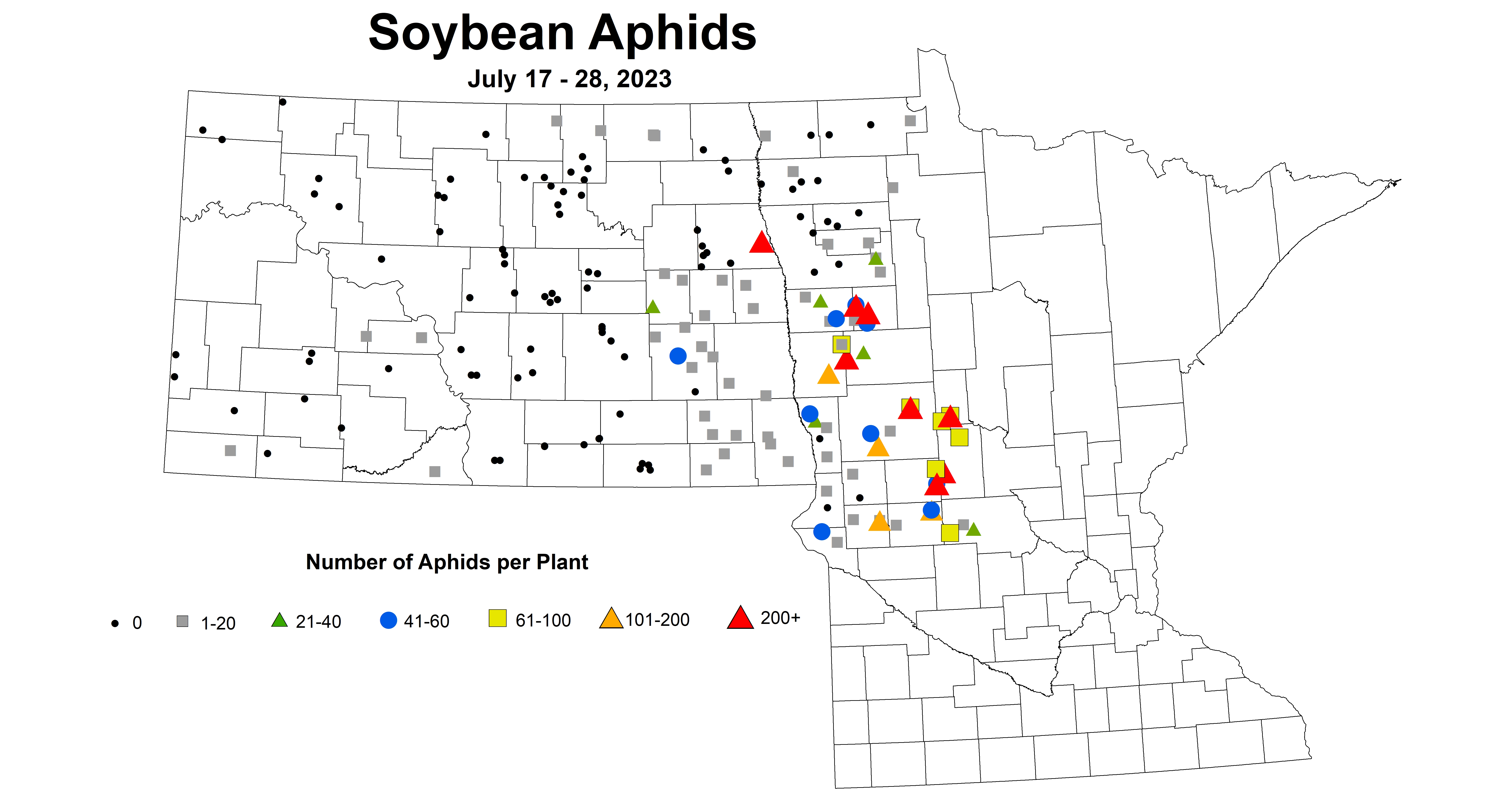soybean number of aphids July 17-28 2023