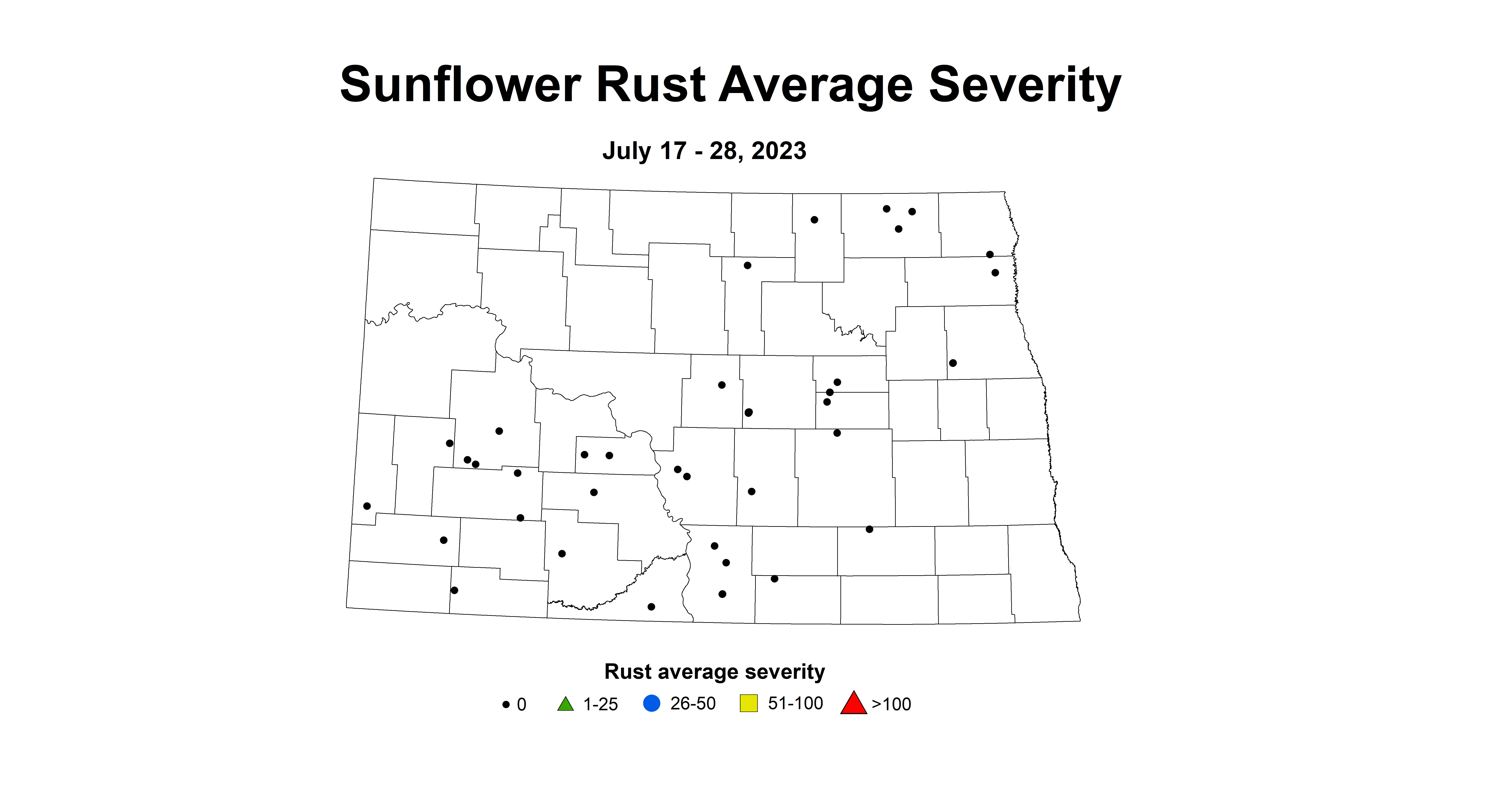 sunflower rust severity  July 17-28 2023