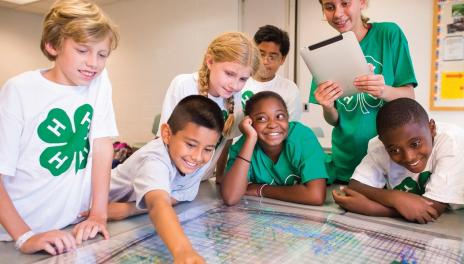 children participating in a map activity