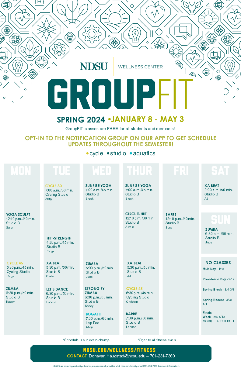 GroupFIT spring schedule