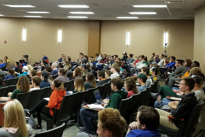 Audience in AgCountry Auditorium at Richard H. Barry Hall