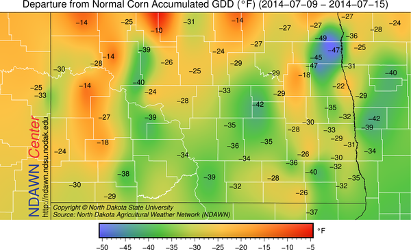 Departure from Average Corn Growing Degree Days