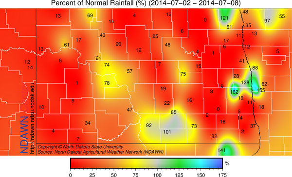 North Dakota Precipitation from Normal