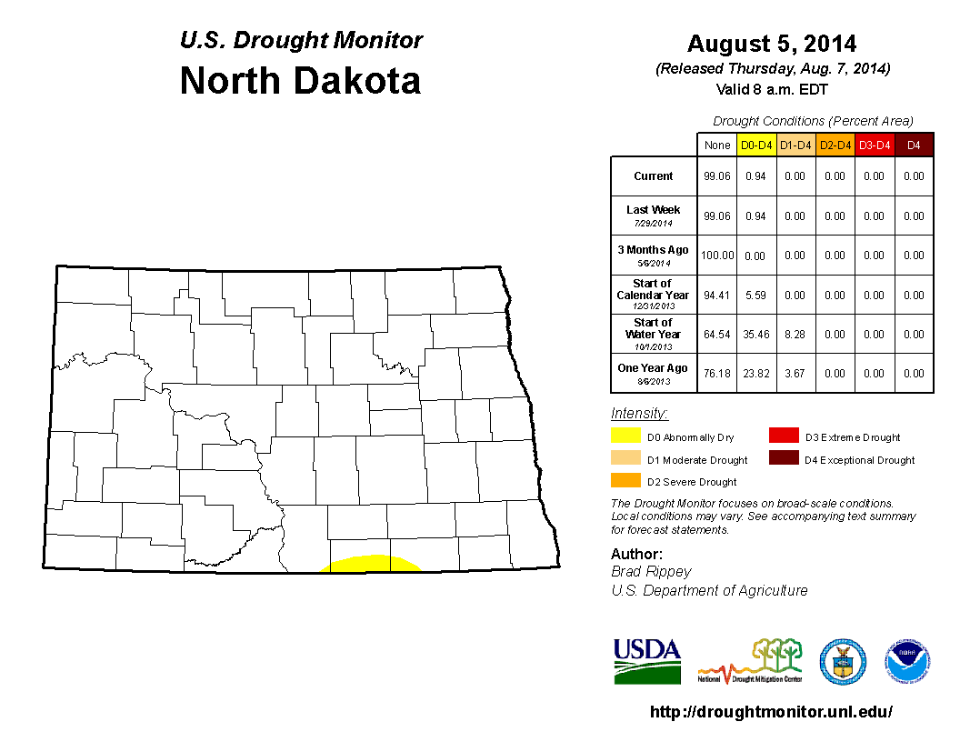 Drought Monitor from August 5, 2014