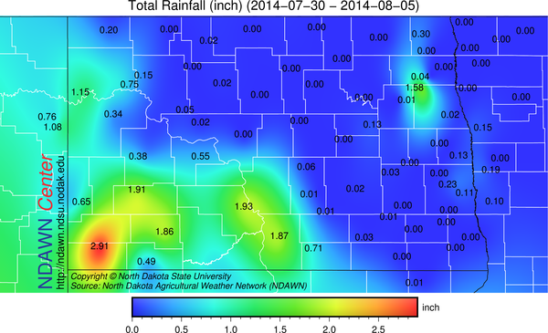 Total Rainfall during the past 7 days.