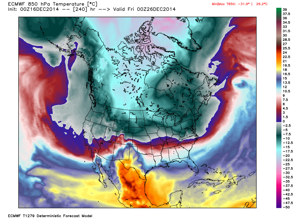 Christmas Day 850 mb (5000 Feet above Mean Sea Level)