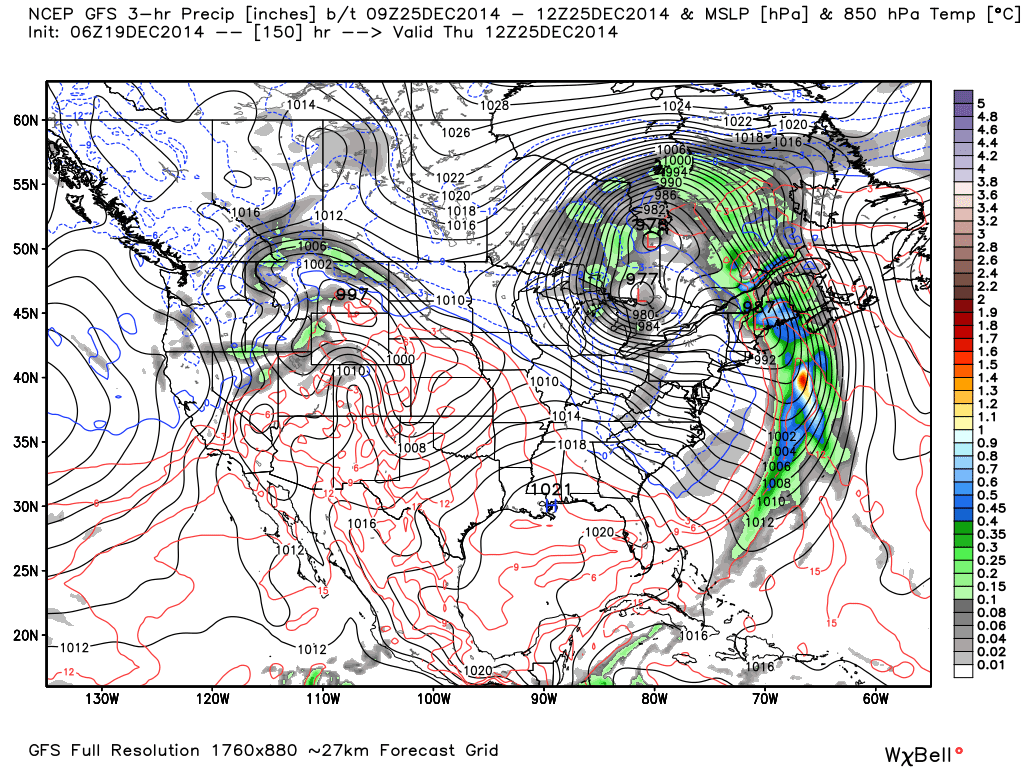 Christmas Day Projection from GFS guidance. 