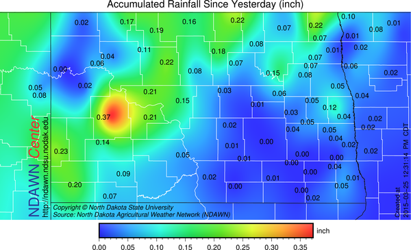 March 24, 25, 2015 Rain (melted snow) Totals