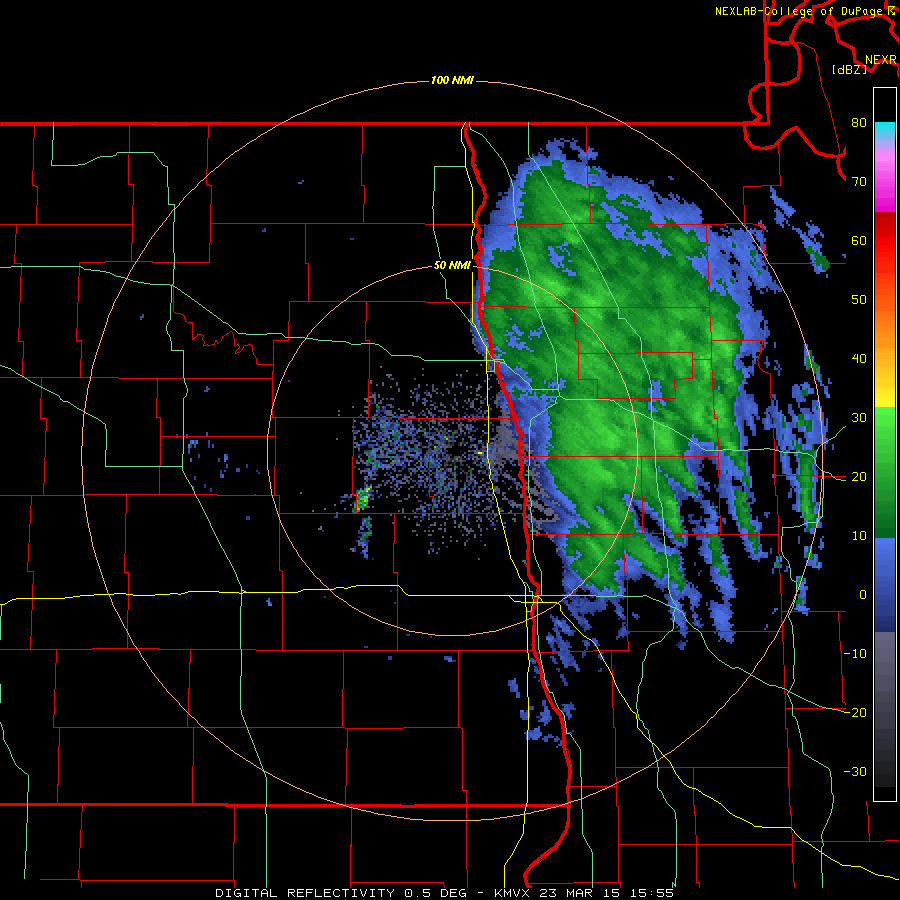 Radar Returns at 10:55 AM, Monday March 23, 2015