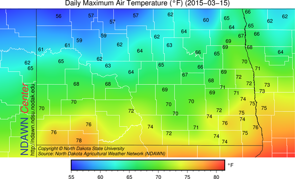March 15, 2015 NDAWN Maximums
