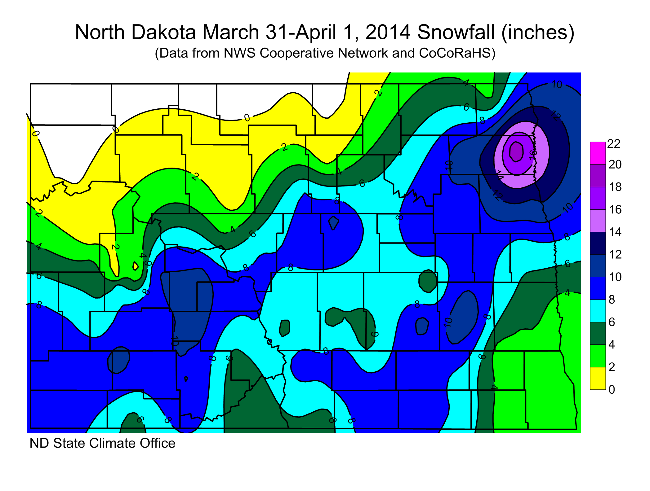 March 31 2014 Blizzard Snow Totals