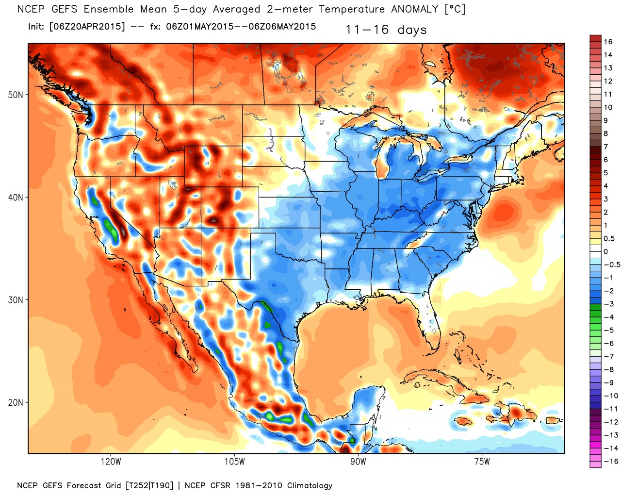May 1 through May 6 Temperature Anomaly from Average