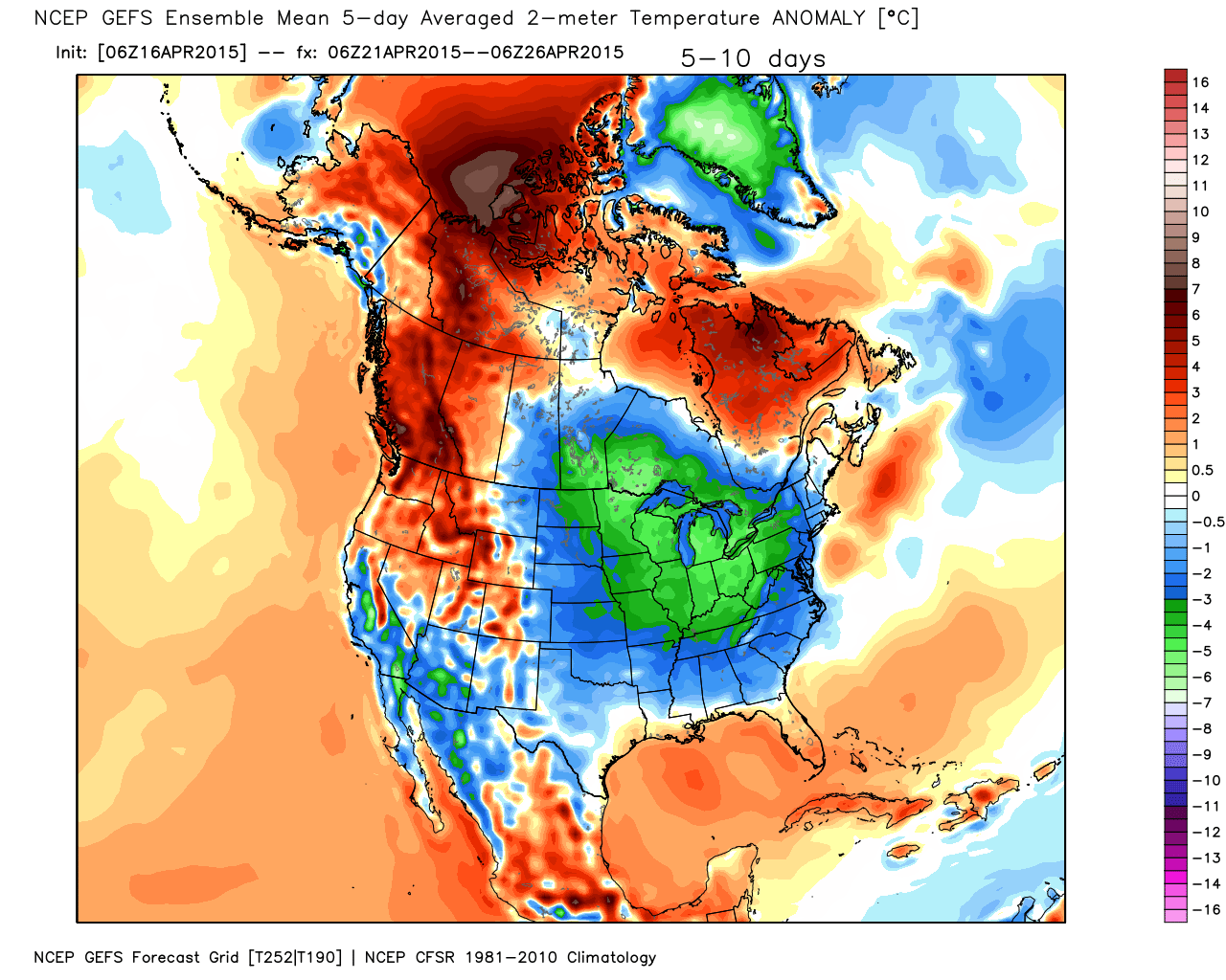 5 Day Temperature Anomaly For April 21 through April 26