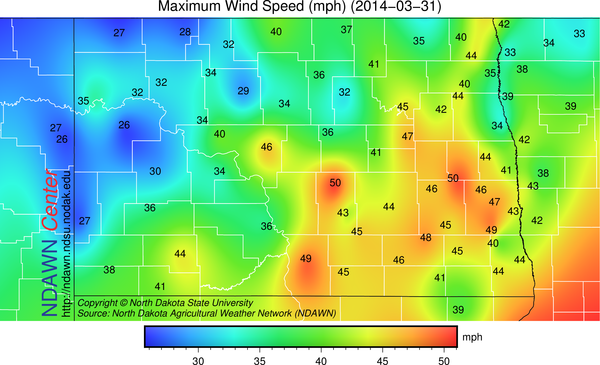 Maximum Wind Gust March 31, 2014