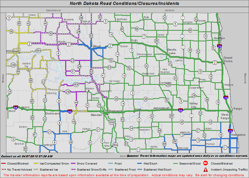 Tuesday, April 7, 2015 Road Conditions