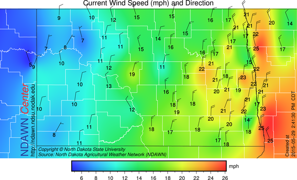2:40 PM Wind Speed and Direction
