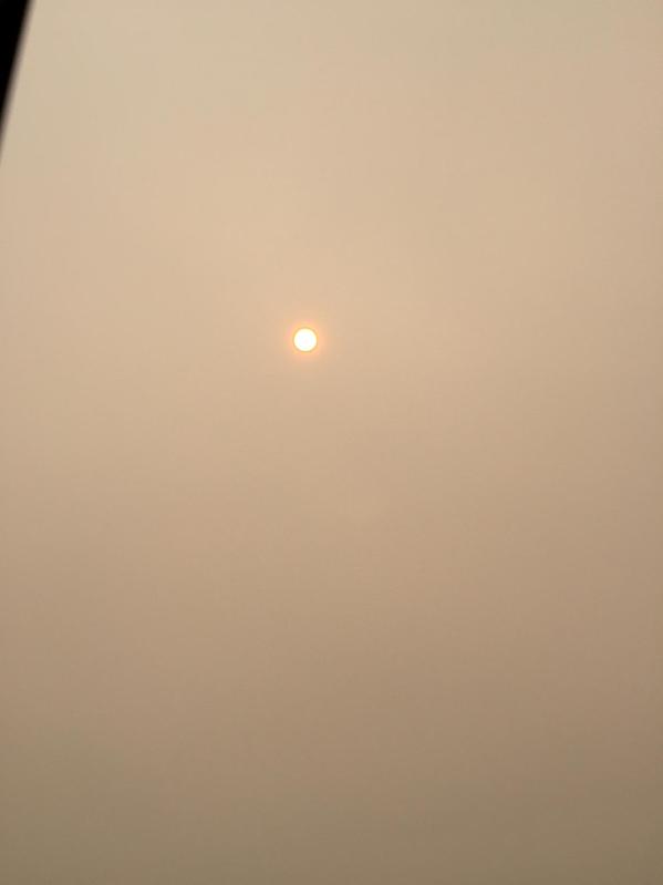 Faint Sun Disk through the Smoke on June 29, 2015
