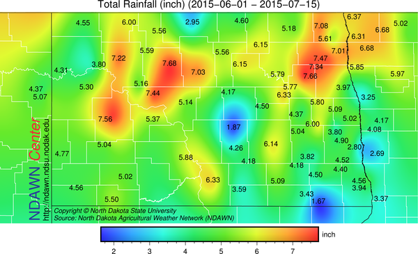 Total Rainfall from June 1 through July 15