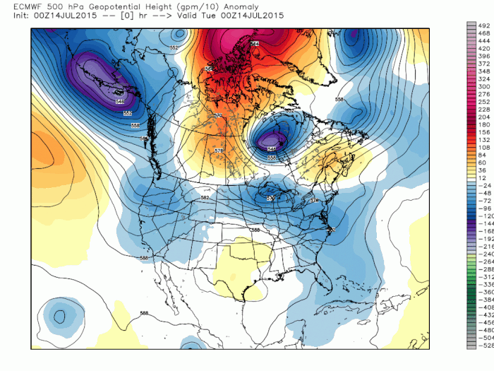 Next 10 Day 500 mb heights / anomalies from WMO-Essential ECMWF 