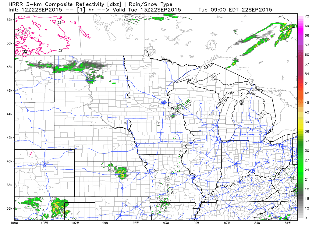 High Resolution Rapid Refresh Model Simulated Radar for today