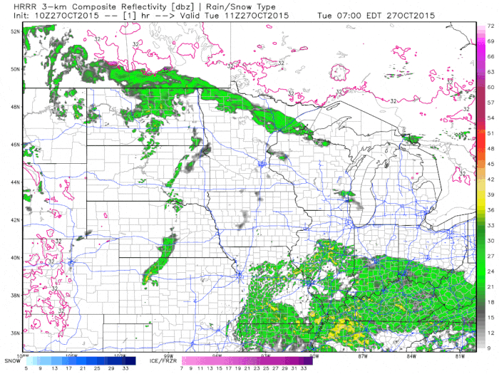 Projected Radar for Tuesday, October 27, 2015