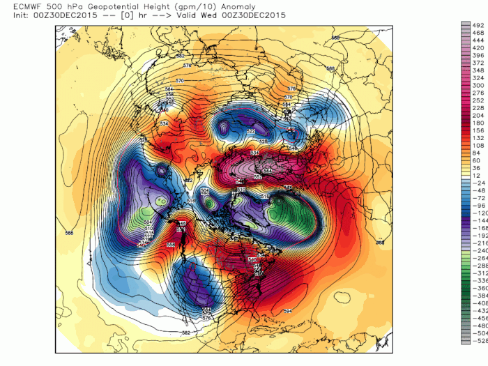 10 Day 500 mb height and Anomaly Projections from the ECMWF WMO-Essential