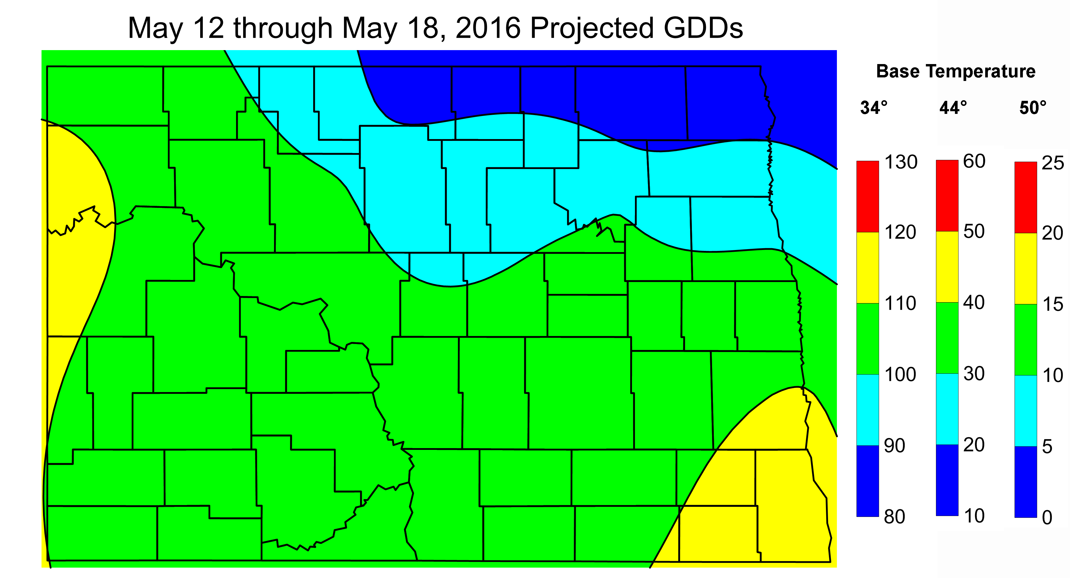 Figure 2. Projected Growing Degree Days from May 12 through May 18, 2016