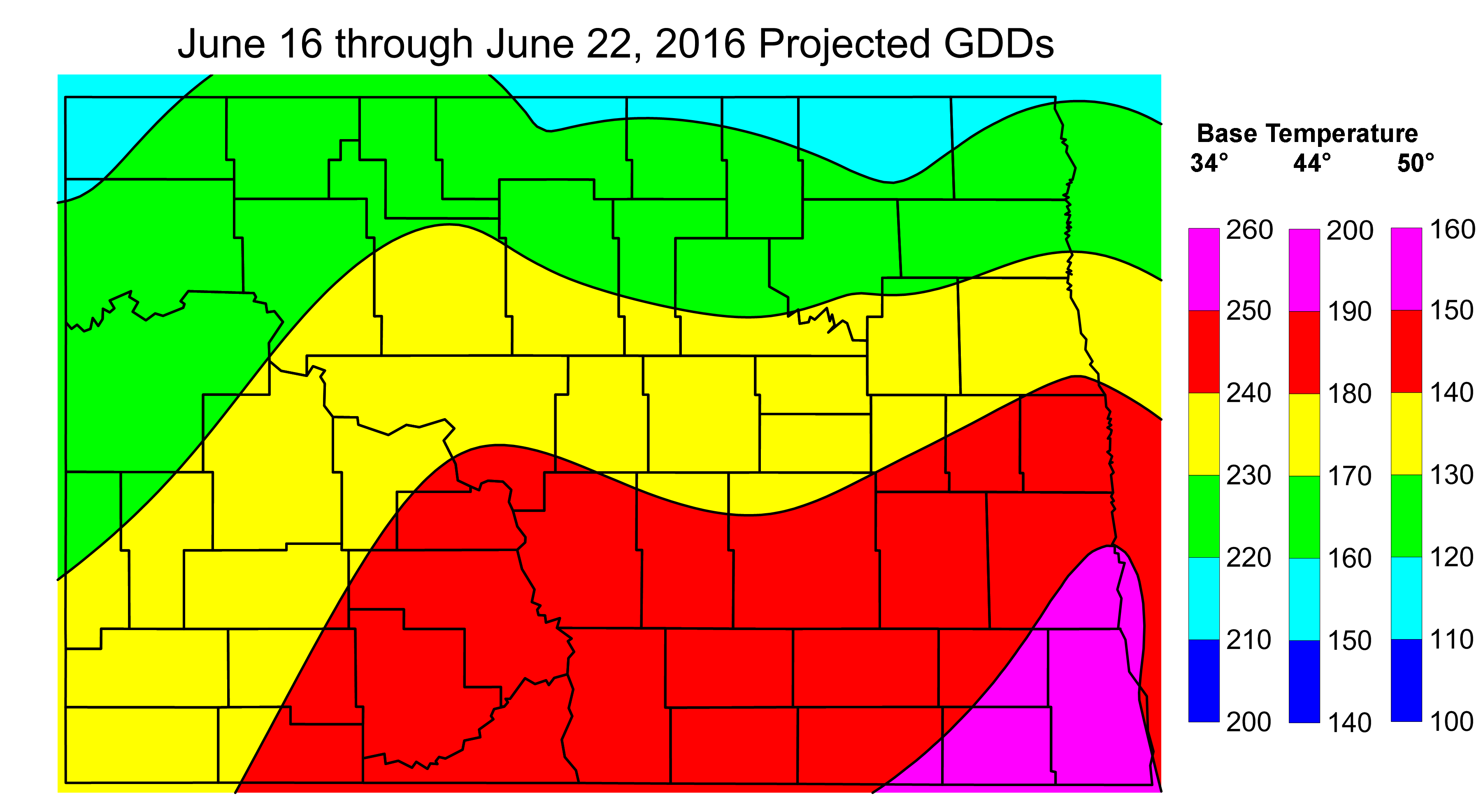 June 16-22, 2016 Estimated GDDs
