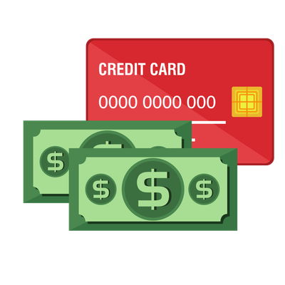 Credit card and dollar bill icons