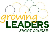Text Logo reading Growing Leaders Short Course, colored outlines of circles float above words