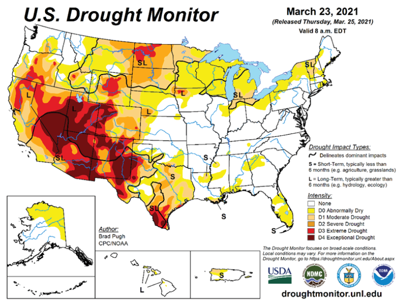Drought Map March 23- 2021