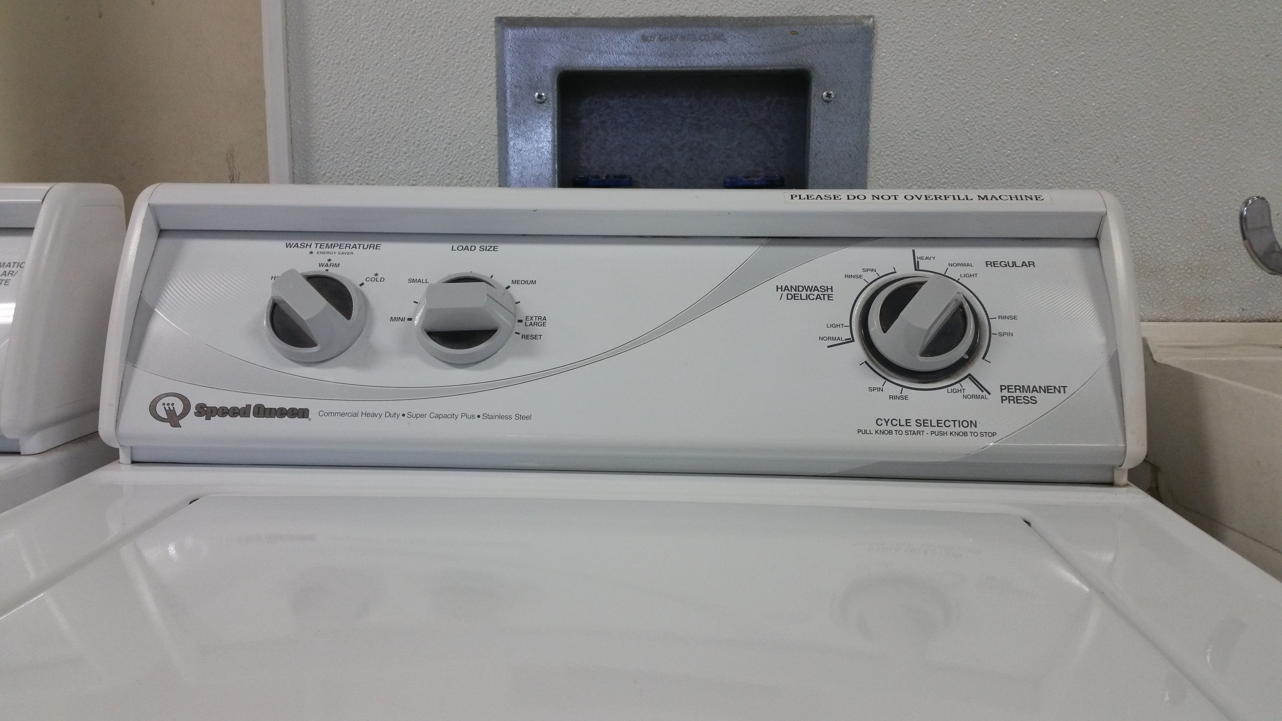 control panels on a white washing machine