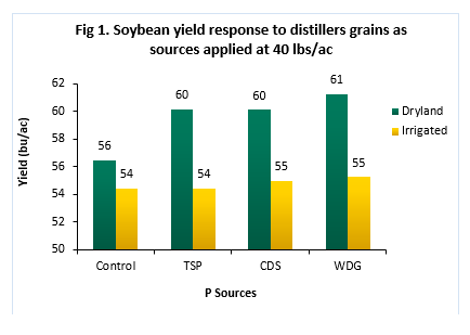 Chart showing soybean yield response to distillers grains