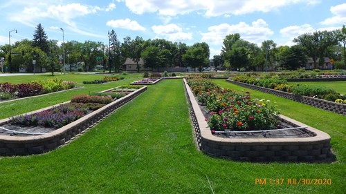 Garden beds used for the Bedding Plant Trials at the NDSU Horticulture Research & Demonstration Gardens 