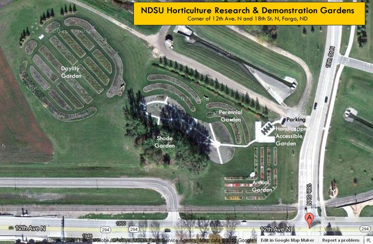 Overhead view of Horticulture Research & Demonstration Gardens