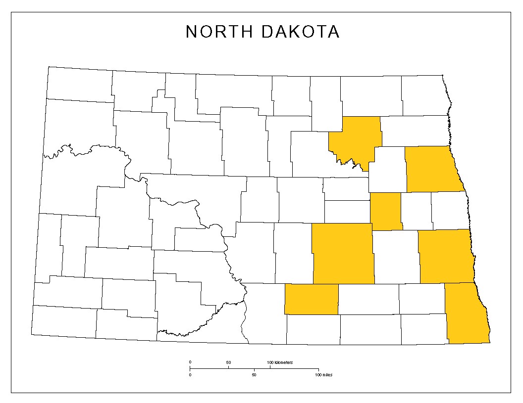 Counties where PPO-inhibitor resistant waterhemp was confirmed map.