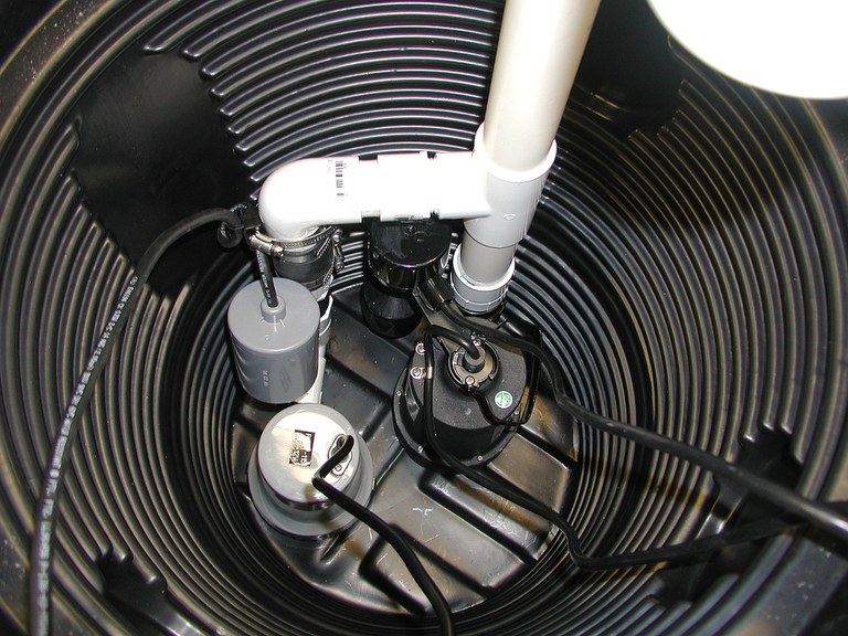 Figure 4. Primary and backup pumps in the bottom of the sump.
