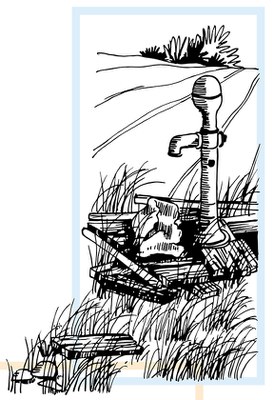 Illustration of an abandoned well.